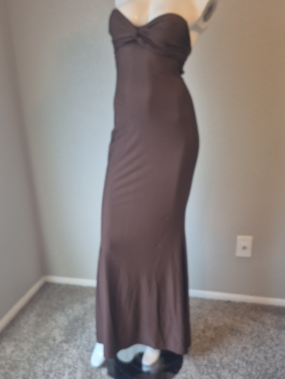 Windsor Strapless Chocolate Brown Maxi Dress